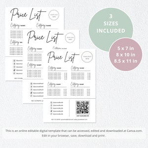 price list template, qr code sign, canva template, small business, scan to pay sign, Payment Sign, custom business sign, venmo sign, scan to pay template, social media sign, cashapp scan and pay, connect with us, Digital Download