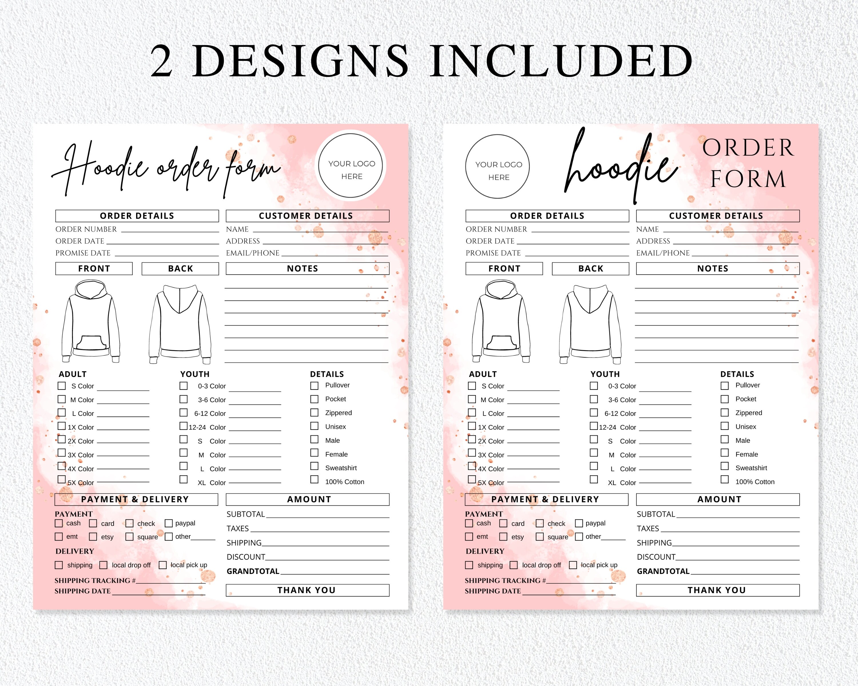 Hoodie Order Form Template I Editable Canva Invoice Template I T-shirt ...