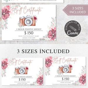 Photography Gift Certificate, Canva Template, Printable Photo Session ...