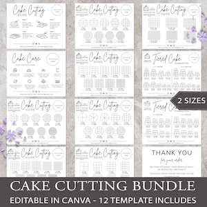 Cake Cutting Set I Editable Canva Template I Cake Care Card, Care Instructions, Thank You Cards, Cake Cutting Guide, Bakery Care Card