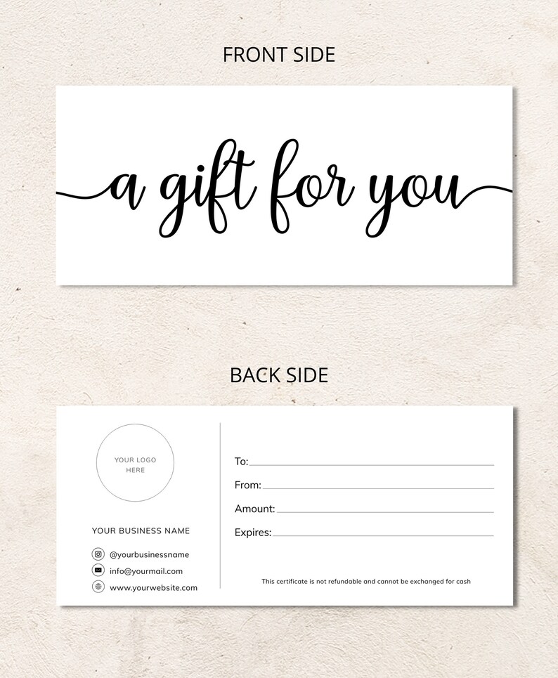 Editable Gift Certificate Digital File Small Business Gift - Etsy