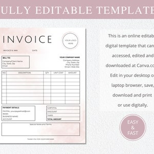 Invoice Template, Printable Order Form Invoice, Editable Invoice Form ...