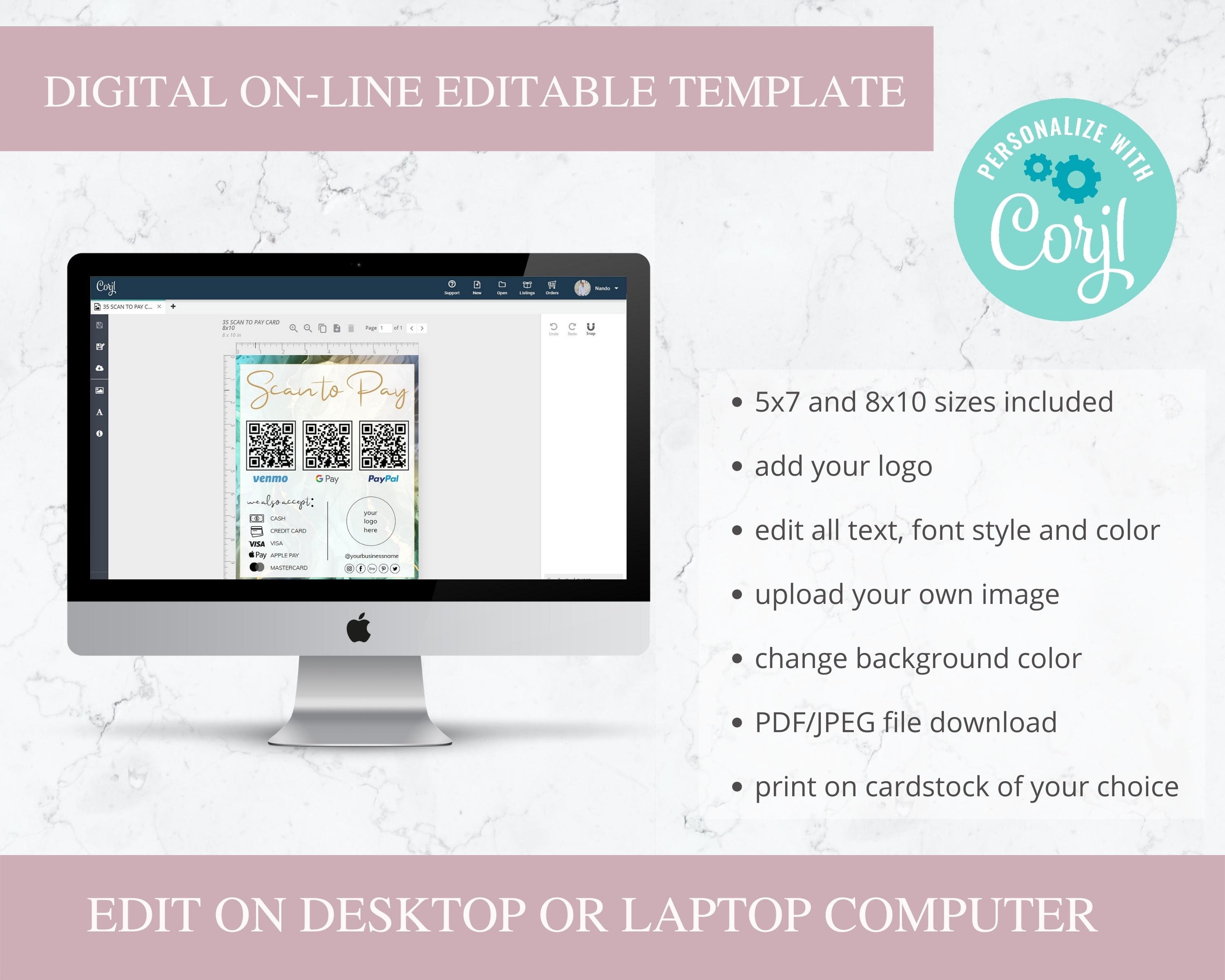 Editable Scan to Pay Card QR Code Sign Template Business - Etsy Canada