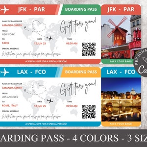Boarding Pass, Editable Canva Template, Printable Plane Ticket, Gift Certificate,  Coupon Template, Gift For Her, Christmas Gift Idea.