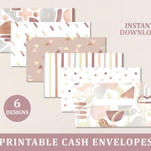 Buste per contanti stampabili, buste per denaro contante per pianificatore di budget, buste per contanti in PDF, set da 6, buste per budget Cash Traker, download immediato. DTP-007