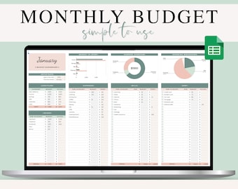 Budget Planner Google Sheets Template | Monthly Budget Spreadsheet, Expense Tracker, Bill Calendar, Savings Tracker, Budget by Paycheck