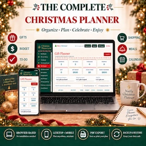 Christmas Planner I Interactive HTML Planner with Gift Tracker, Budget, Meal and Party Planning
