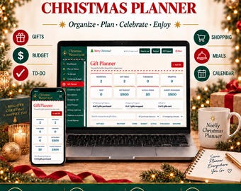 Christmas Planner I Interactive HTML Planner with Gift Tracker, Budget, Meal and Party Planning