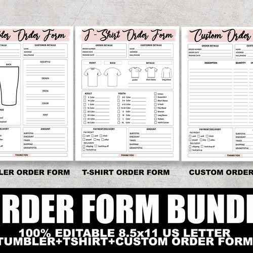 Order Form Template Canva Order Tracking Custom Order Form Etsy