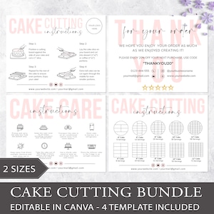 Anleitung zum Schneiden von Kuchen I Canva Template I Canva Template I Kuchenschnitt-Anleitung, Pflegehinweise, Dankeskarten, Cake Cut Set, 100% Danksagungs-Karte