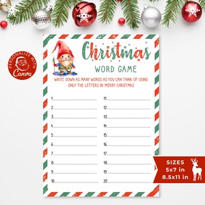 Christmas Word Game I Fun Christmas Games I Canva Template, Winter Kids Activity, Holiday Word Game, Digital Download, Christmas Printables