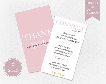 Thank You Business Cards, Canva Template, Editable Thank You For Order, Printable Custom Thank You Card, Small Business Thank You Card