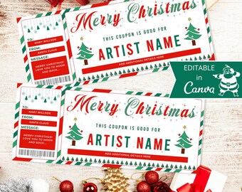 Christmas Concert Ticket I Editable Canva Template, Personalized Gift For Her, Christmas Gift Certificate, Christmas Event Ticket,