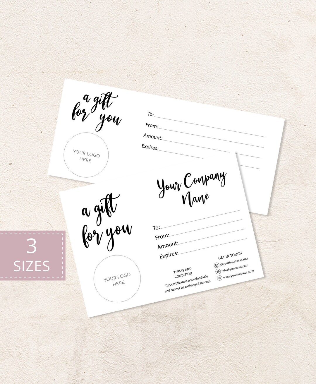 Editable Gift Cards, Etsy Gift Card, Gift Certificate Digital File