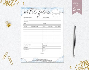 Bewerkbaar bestelformulier, factuur voor kleine bedrijven, Canva-sjabloon
