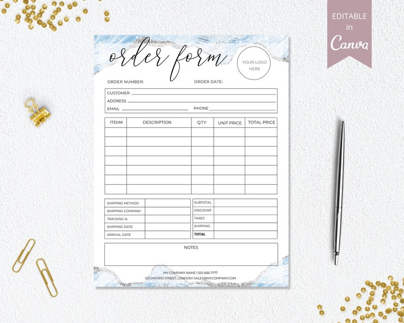 Editable Order Form I Editable Canva Template I Small Business - Etsy