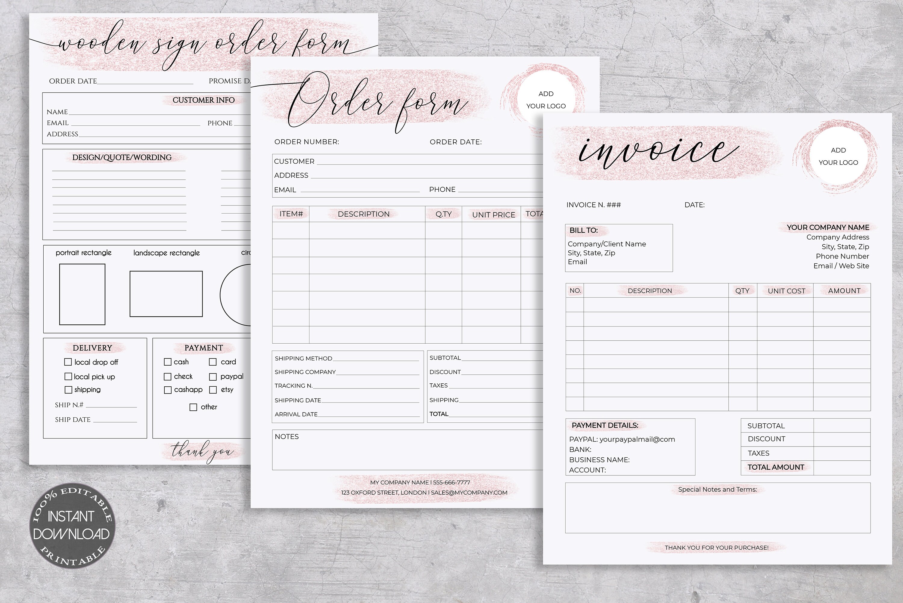 15 Editable Order Forms Bundle I Canva Template I Invoice - Etsy Australia