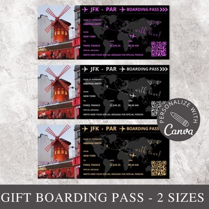 Carte d'embarquement, modèle modifiable sur toile, billet d'avion imprimable, chèque-cadeau, modèle de coupon, cadeau pour elle, idée cadeau Noël.