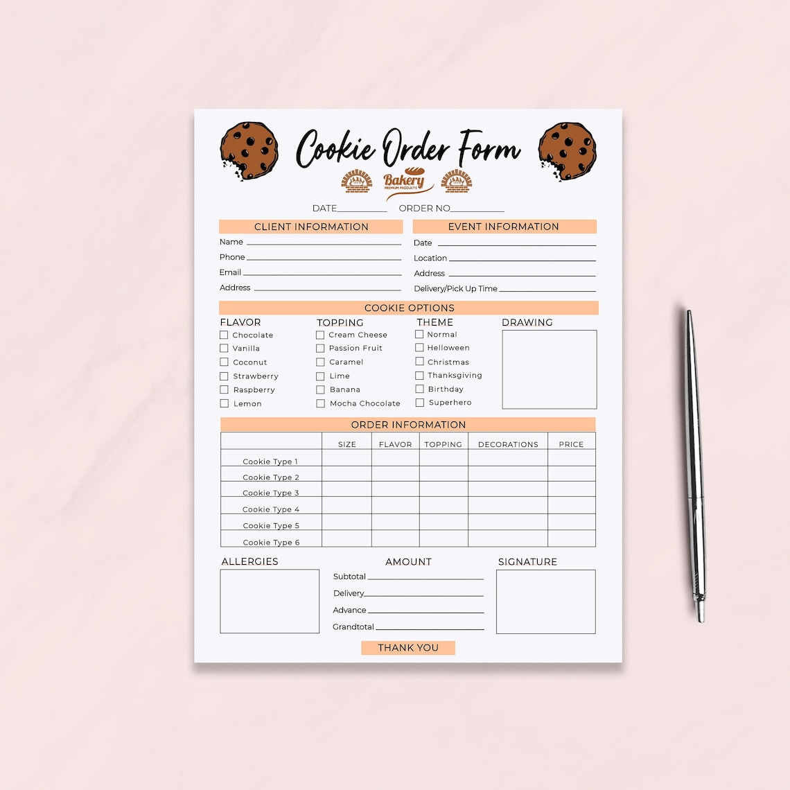 Printable Cookie Order Form Template Free