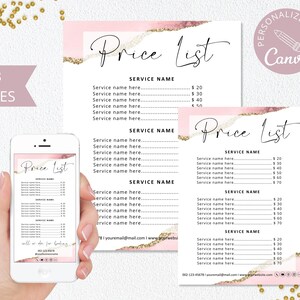 Bearbeitbare Preisliste Vorlage, Canva Vorlage, Diy-Haar Preisliste, Beauty Preisliste, Business Preisführer, Bäckerei Preisblatt.