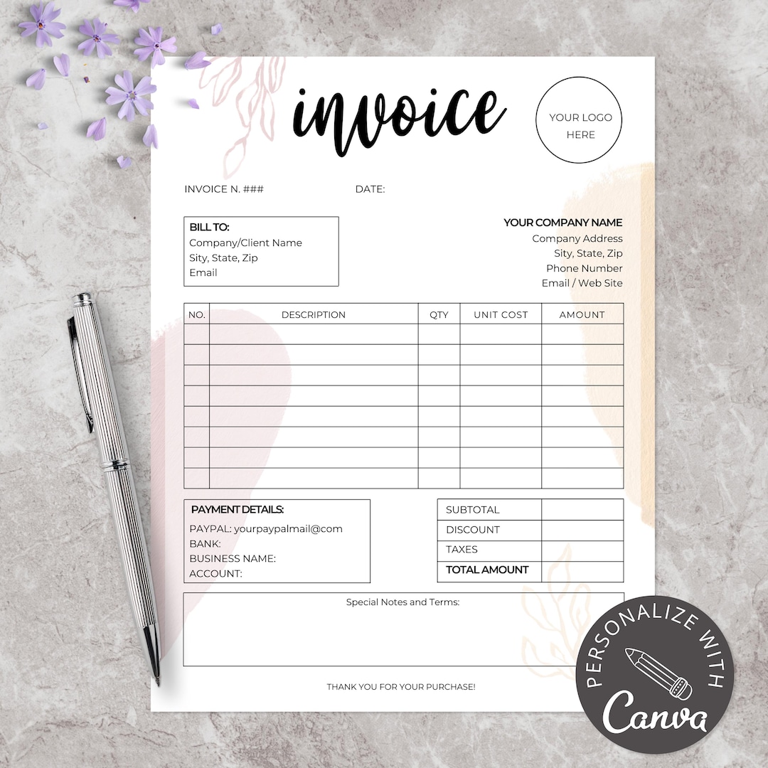 Revspring Invoice Template Editable Invoice Template for Canva | Custom Invoice for Small Business ...