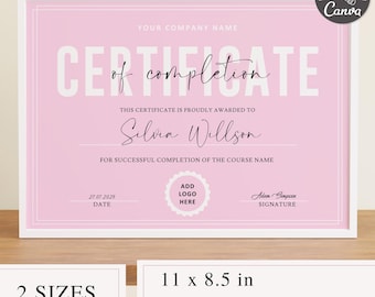 Editable Certificate Of Completion I Canva Template, Lash Certificate Of Completion, Training Course Certificate, Makeup Artist Certificate