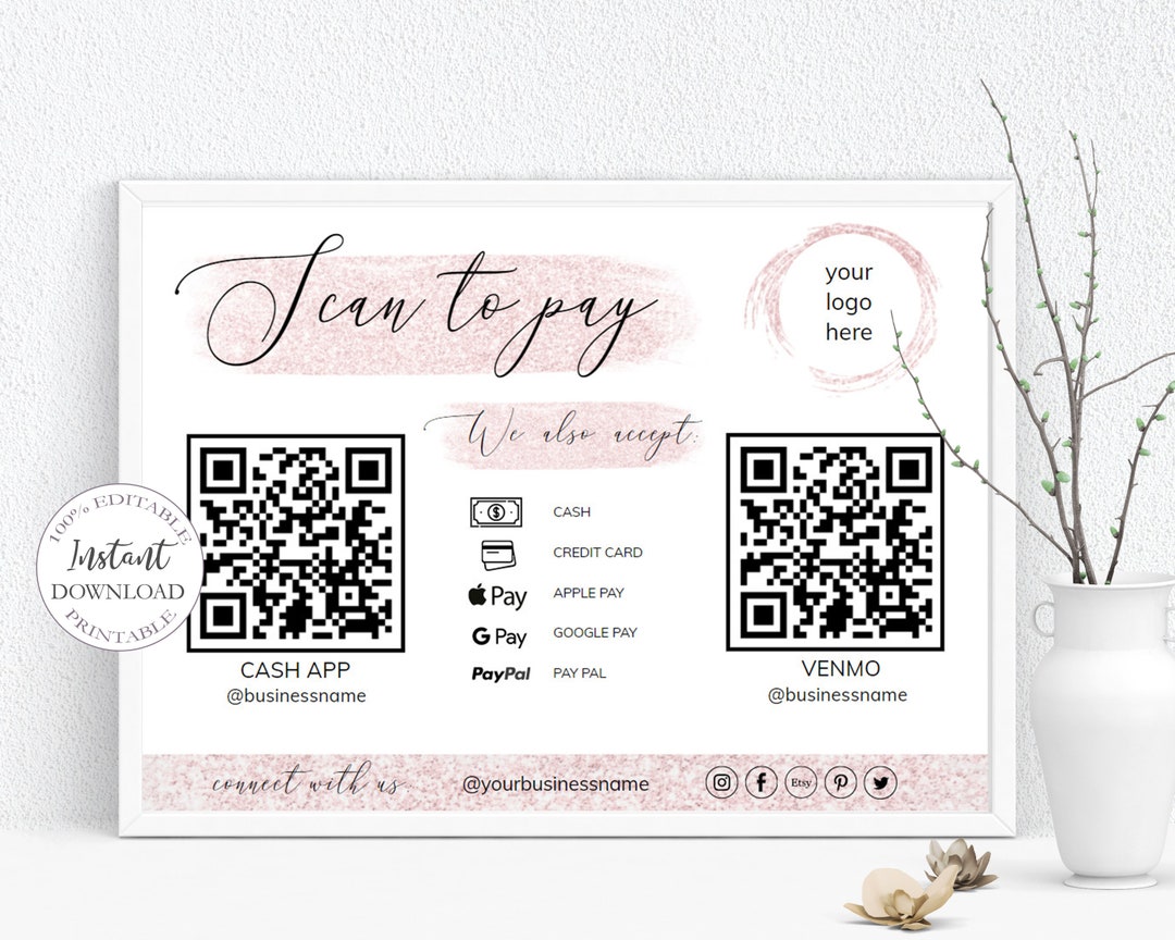 Editable Scan to Pay Card QR Code Sign Template Business - Etsy UK