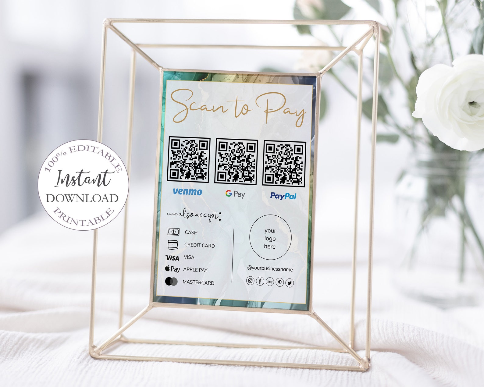 Editable Scan to Pay Card QR Code Sign Template Business - Etsy Canada