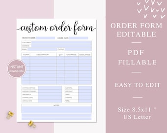 Digitally Fillable Order Form - Etsy