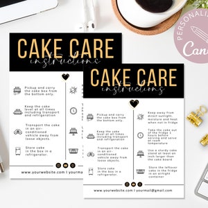 Cake Care Card I Editable Canva Template I Wedding Cake Care Cards I Printable Cake Care Guide I Cake Instructions I Instant Download.