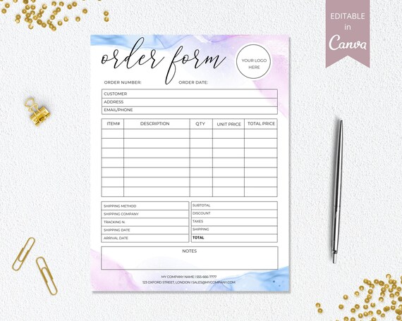 Editable Order Form Small Business Forms Printable Craft - Etsy