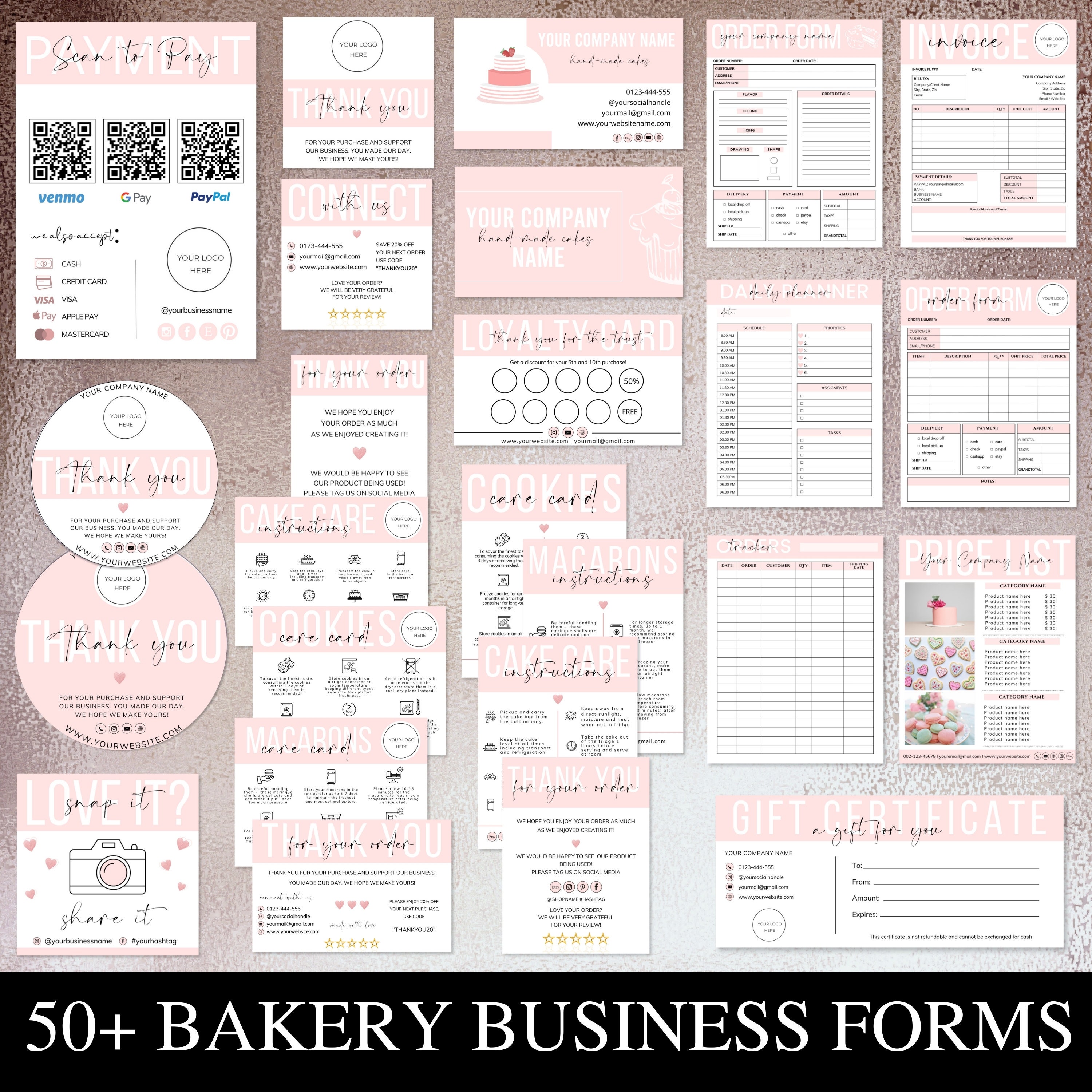 Editable Bakery Business Canva Template | Invoice Template, QR Code ...