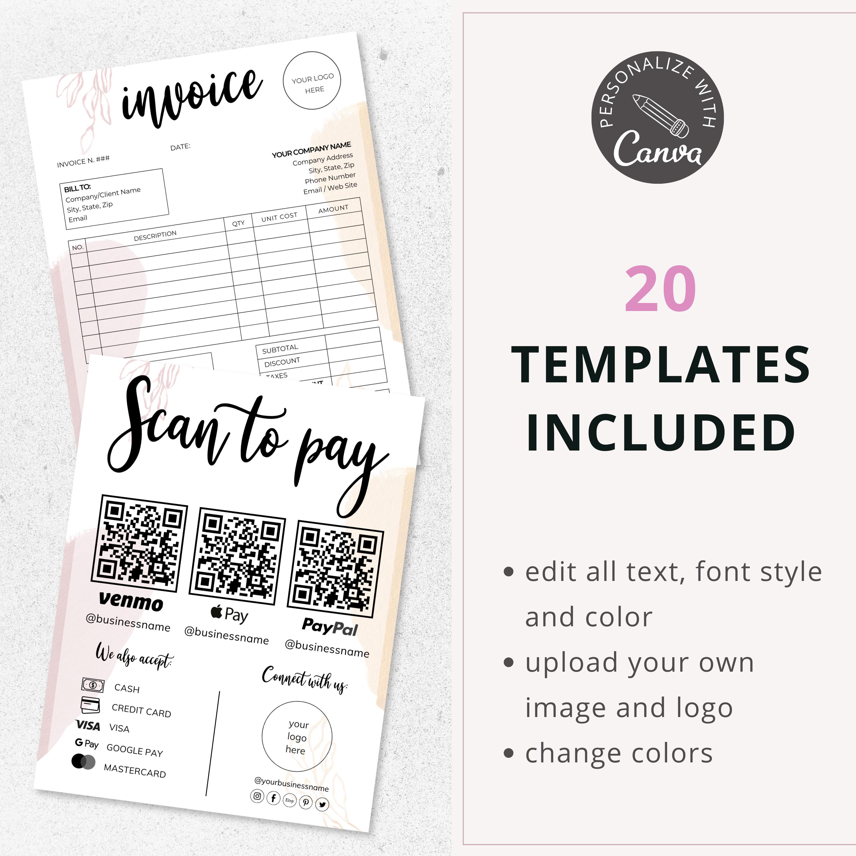Order Form Template Bundle, 20 Editable Canva Invoice Tumbler Cake ...