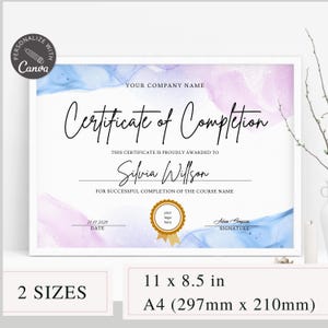 Editable Certificate Of Completion I Canva Template, Lash Certificate Of Completion, Training Course Certificate, Makeup Artist Certificate