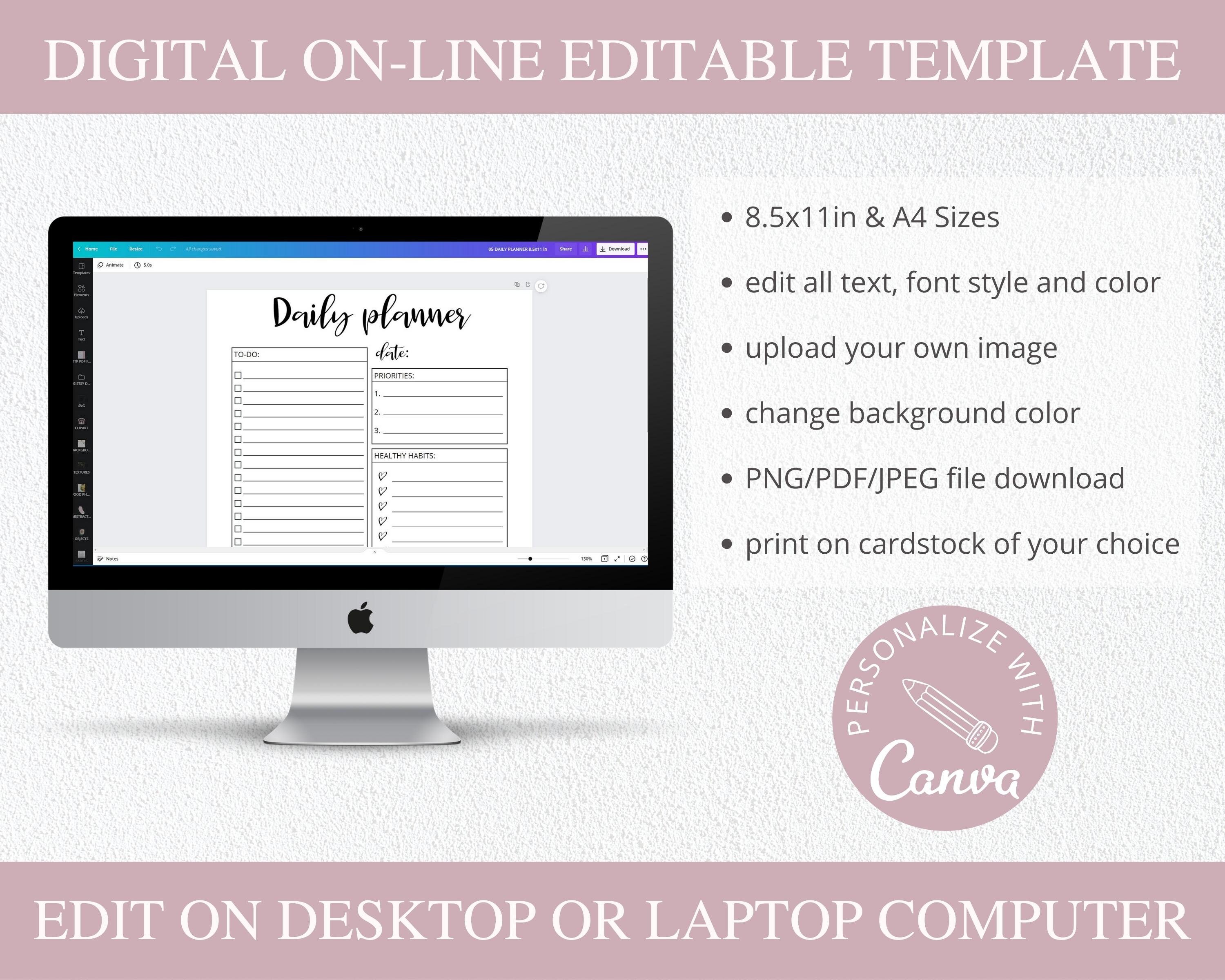 Editable Daily Planner ADHD Day Planner Printable Canva | Etsy