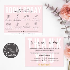Bewerkbare kamerspray-onderhoudskaart | Canvassjabloon voor kamergeur Business, instructies voor luchtverfrisser, sprayveiligheidslabel, bedankkaartjes