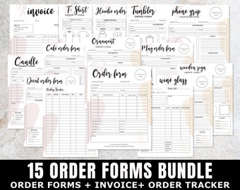 15 Order Forms Bundle I Editable Canva Template, Invoice Tumbler Tshirt Decal Order Form, Printable Small Business Forms for Crafters