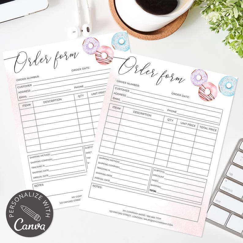 Cake Order Form | Editable Canva Template | Custom Bakery Business ...