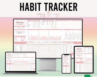 Daily Habit Tracker Google Spreadsheets | Tijdmanagementspreadsheetsjabloon | ADHD, wellness, doelen stellen-tracker