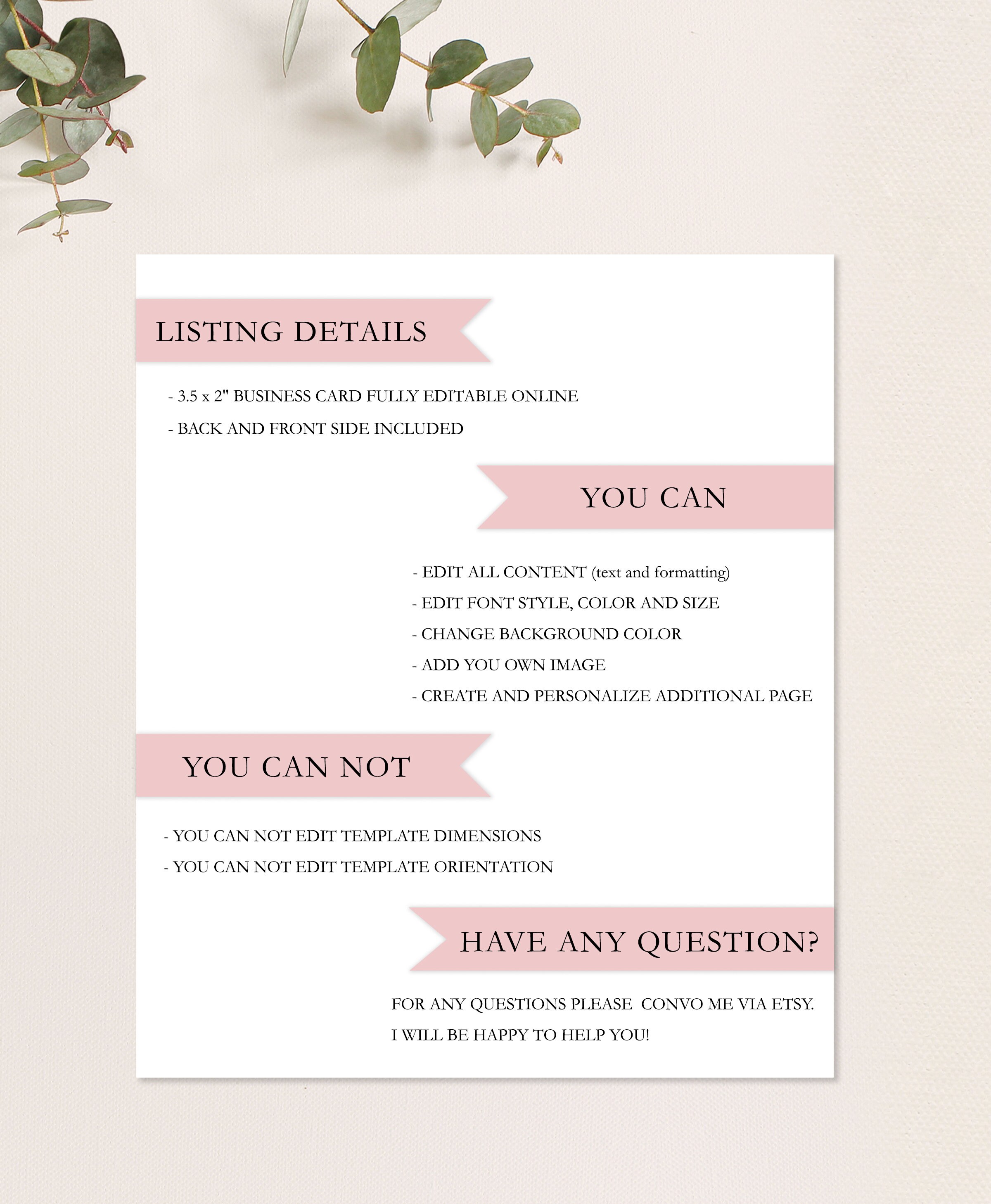 Monat Business Cards Editable Beauty Business Card Template - Etsy
