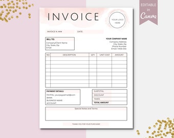Invoice Template | Printable Invoice | Custom Order Forms | Photography Invoice Template | Editable Billing Form | Order Form | DTP-001