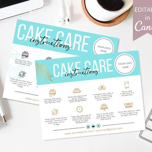 Cake Care Card Template, Canva Editable Wedding Cake Care Cards, Printable Cake Care Guide, Cake Instructions, Instant Download. DTP-031