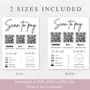 payment method sign, venmo qr code sign, qr code sign, canva template, small business, scan to pay sign, qr code template, Payment Sign, custom business sign, Editable Template, scan to pay template, social media sign, branding package