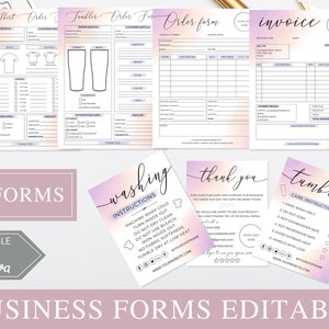 Order Form Small Business Bundle, Canva Editable Template, Invoice Template, Washing Thank You Cards, Tumbler Care Card, Editable Care Card