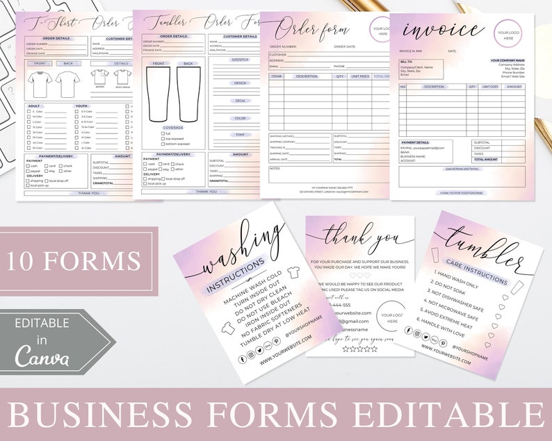 Order Form Small Business Bundle Canva Editable Template - Etsy