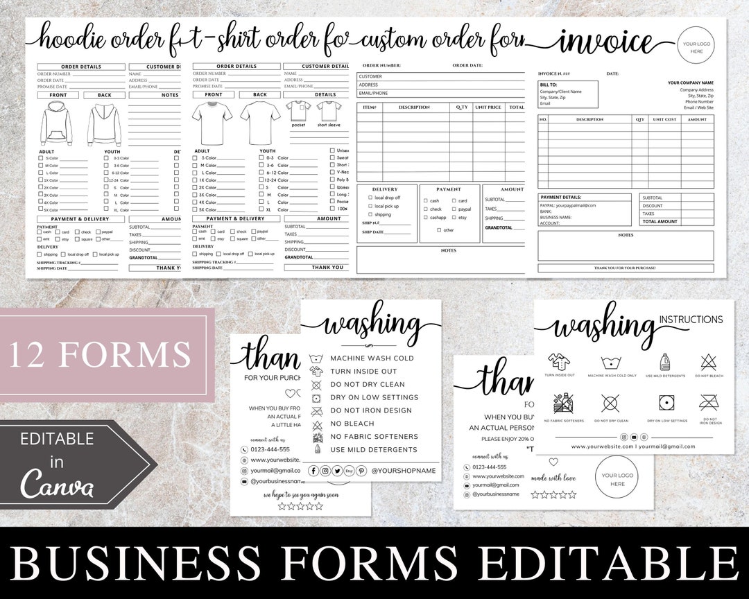 Order Form Template, Canva Editable Business Bundle, Invoice Template ...