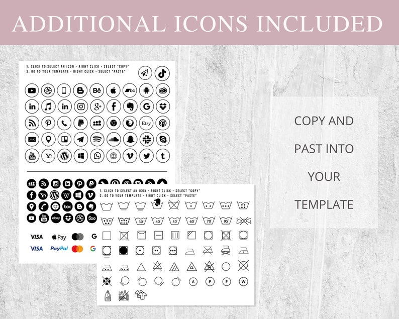clothing business bundle, clothing labels, daily planner, gift certificate, business cards, care instructions, tshirt order form, washing instructions,  invoice template, Price List, Qr Code Sign