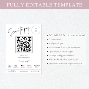 price list template, qr code sign, canva template, small business, scan to pay sign, Payment Sign, custom business sign, venmo sign, scan to pay template, social media sign, cashapp scan and pay, connect with us, Digital Download