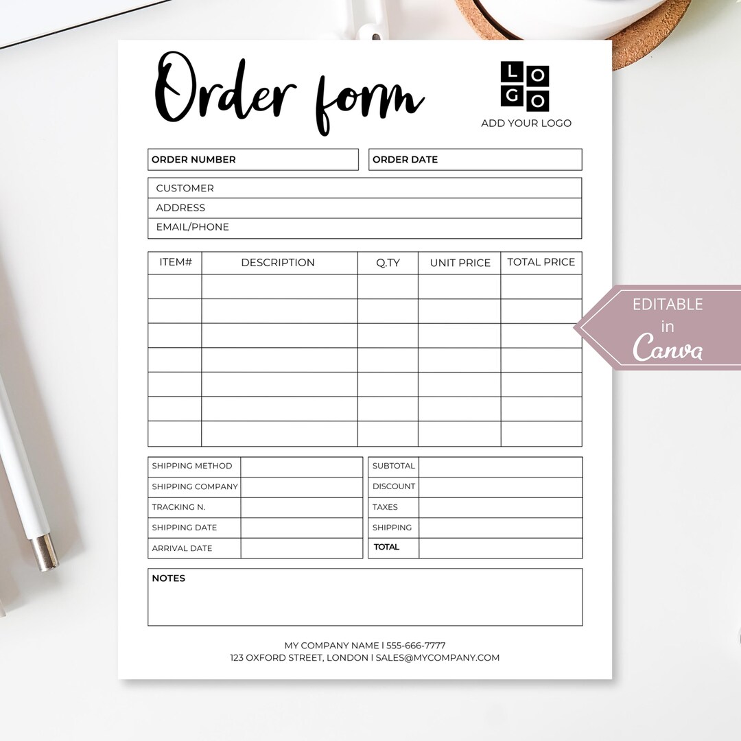 Order Form Canva Template | Small Business Forms Bundle | Editable ...
