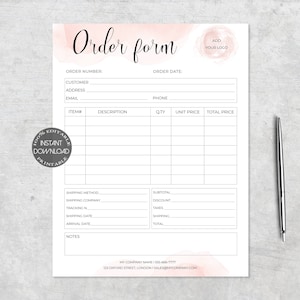 Editable Order Form Small Business Forms Printable Craft Etsy